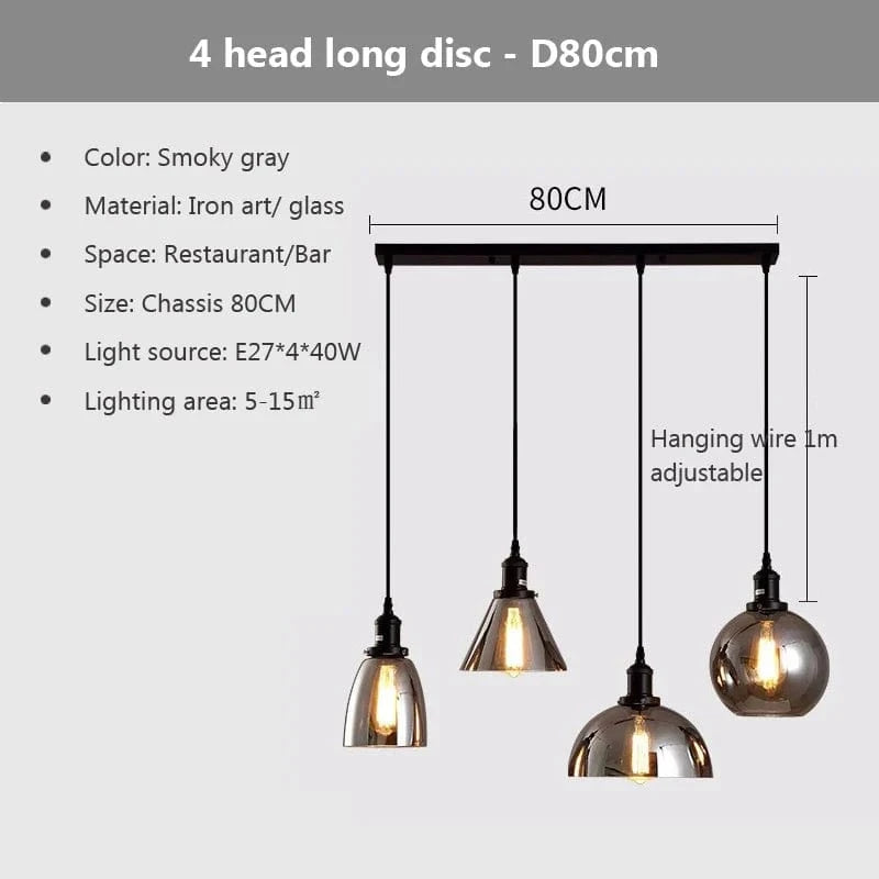 Suspension nordique en verre pour cuisine et restaurant | Marco Lucetti 4F / Lumière blanche