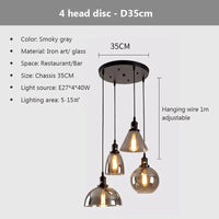 Suspension nordique en verre pour cuisine et restaurant | Marco Lucetti 4G / Lumière chaude