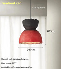 Suspension Nordique fait à la main pour une décoration LED Wabi Sabi dans une maison Loft | Marco Lucetti Rouge progressif / Lumière chaude 3000K