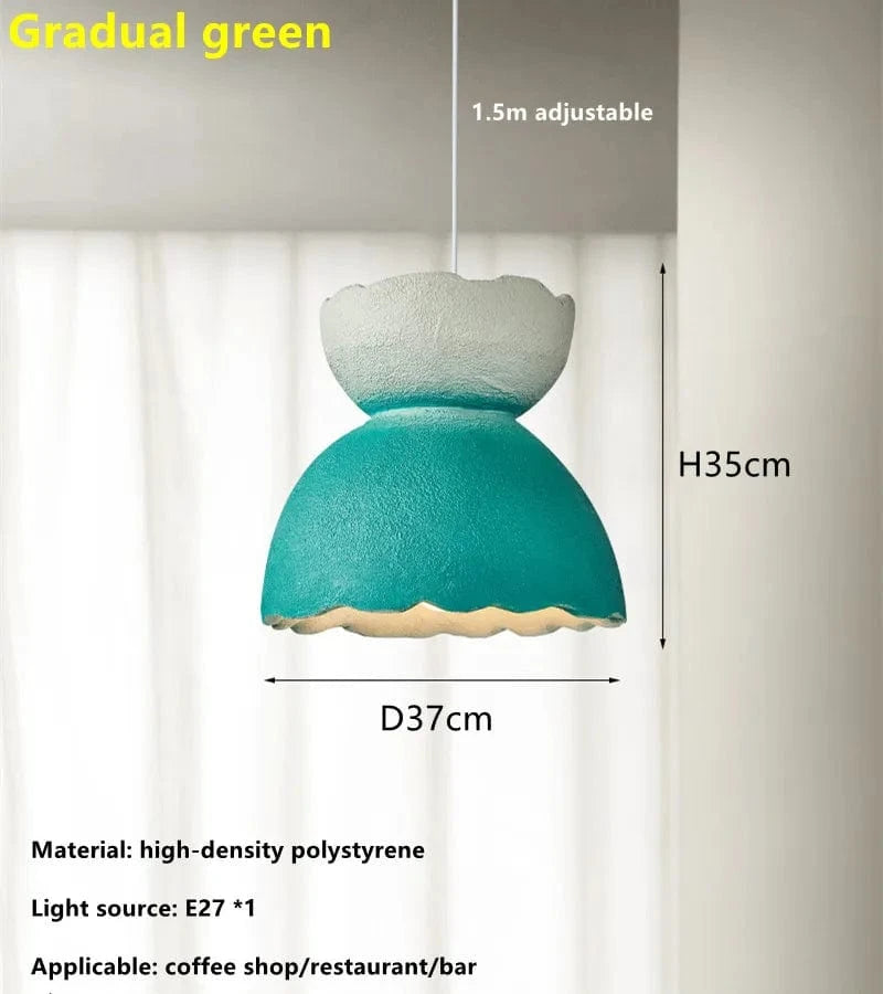 Suspension Nordique fait à la main pour une décoration LED Wabi Sabi dans une maison Loft | Marco Lucetti Vert progressif / Lumière chaude 3000K