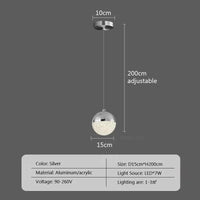 Suspension nordique LED en demi-boule acrylique simplifiée | Marco Lucetti A15 / Blanc chaud-Pas de RC