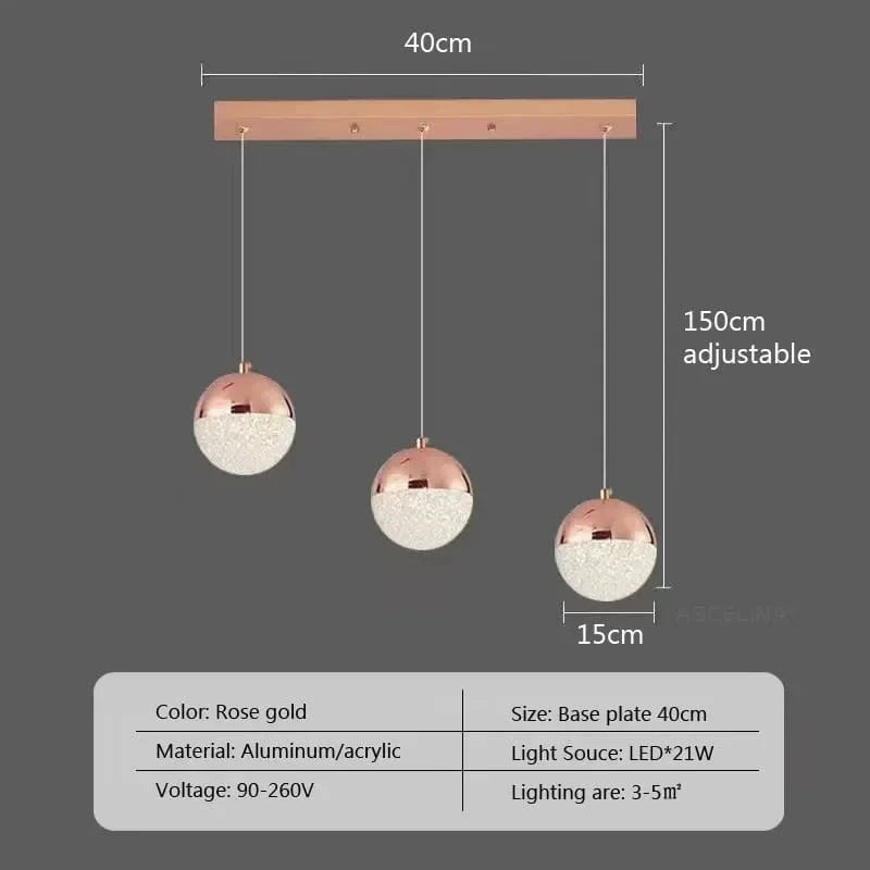 Suspension nordique LED en demi-boule acrylique simplifiée | Marco Lucetti A3 / Pas d&#39;ampoule
