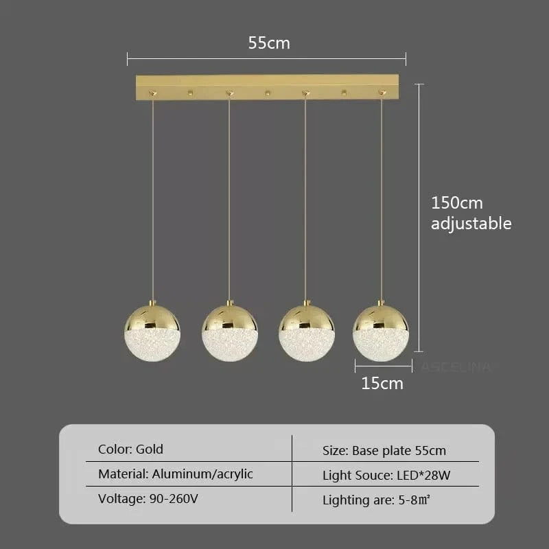 Suspension nordique LED en demi-boule acrylique simplifiée | Marco Lucetti A4 / Pas d&#39;ampoule