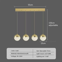 Suspension nordique LED en demi-boule acrylique simplifiée | Marco Lucetti A4 / Pas d&#39;ampoule