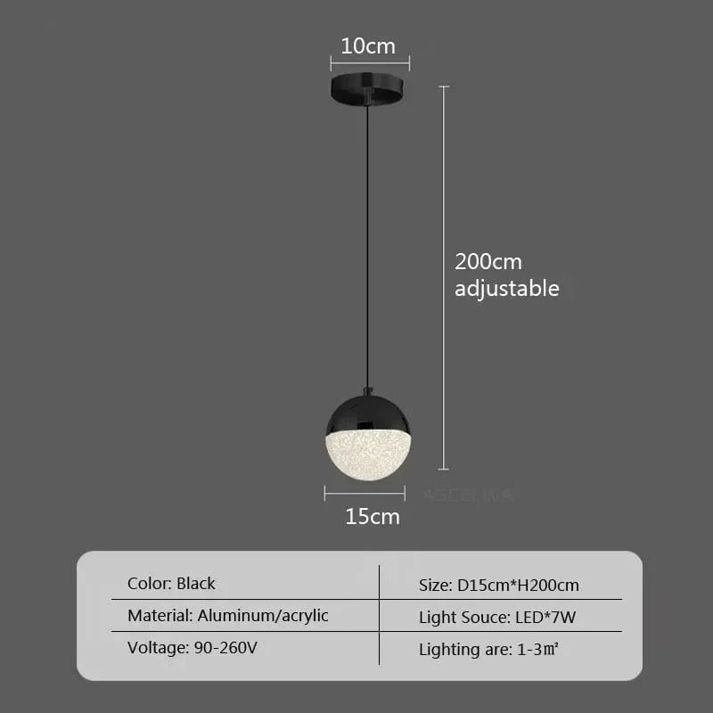 Suspension nordique LED en demi-boule acrylique simplifiée | Marco Lucetti B15 / Blanc chaud-Pas de RC