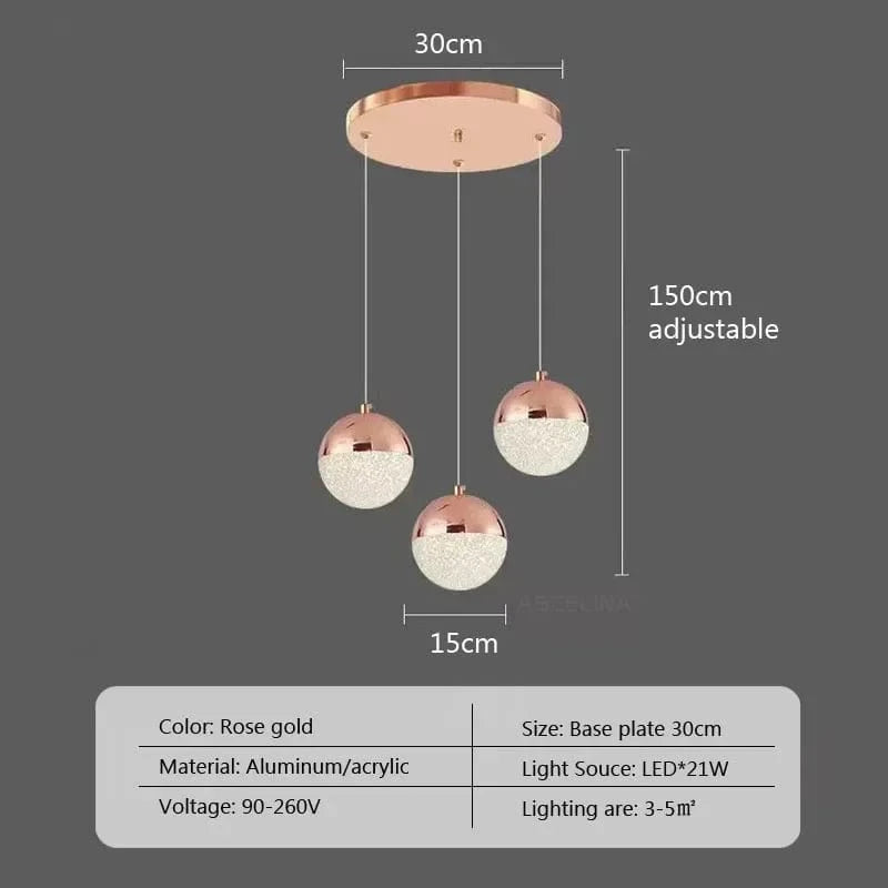 Suspension nordique LED en demi-boule acrylique simplifiée | Marco Lucetti O3 / Blanc chaud-Pas de RC