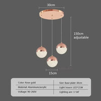Suspension nordique LED en demi-boule acrylique simplifiée | Marco Lucetti O3 / Blanc chaud-Pas de RC