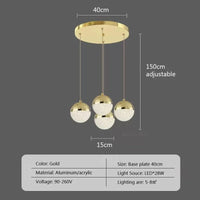 Suspension nordique LED en demi-boule acrylique simplifiée | Marco Lucetti O4 / Pas d&#39;ampoule