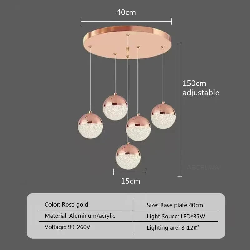 Suspension nordique LED en demi-boule acrylique simplifiée | Marco Lucetti O5 1 / Pas d&#39;ampoule
