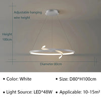 Suspension Nordique LED pour Salon - Éclairage Intérieur Moderne | Marco Lucetti Blanc 80cm / Blanc froid (pas de RC)