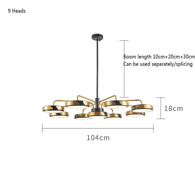 Suspension nordique luminaire décoratif pour un intérieur loft chic | Marco Lucetti 9 têtes