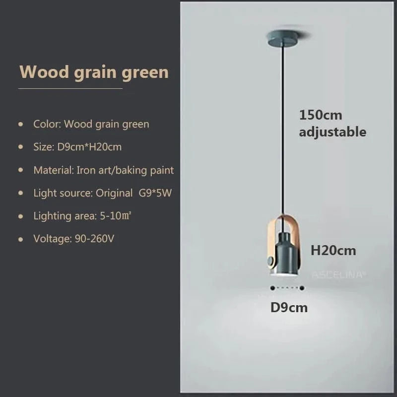 Suspension Nordique Macaron LED pour Chambre Salon Étude Chevet Salle À Manger | Marco Lucetti PL444 Bois Bleu / Blanc froid