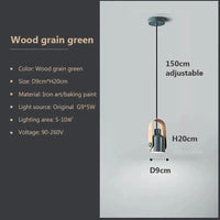 Suspension Nordique Macaron LED pour Chambre Salon Étude Chevet Salle À Manger | Marco Lucetti PL444 Bois Bleu / Blanc froid