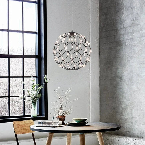 Suspension Nordique Minimaliste Led Noir Boule de Fer Salon Décoration Chambre Table à Manger Bar Décor | Marco Lucetti