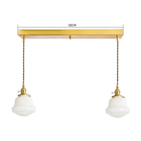 Suspension nordique moderne avec douille en cuivre et abat-jour en verre blanc - Suspension LED pour chambre et salon | Marco Lucetti 2 têtes 1