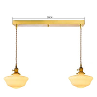 Suspension nordique moderne avec douille en cuivre et abat-jour en verre blanc - Suspension LED pour chambre et salon | Marco Lucetti 2 têtes 2