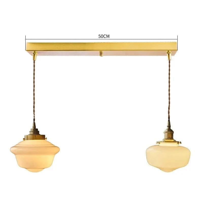 Suspension nordique moderne avec douille en cuivre et abat-jour en verre blanc - Suspension LED pour chambre et salon | Marco Lucetti 2 têtes 4