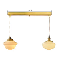 Suspension nordique moderne avec douille en cuivre et abat-jour en verre blanc - Suspension LED pour chambre et salon | Marco Lucetti 2 têtes 4