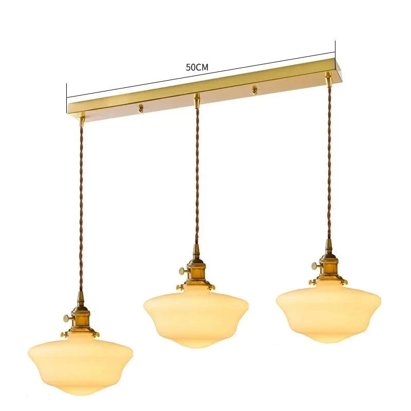 Suspension nordique moderne avec douille en cuivre et abat-jour en verre blanc - Suspension LED pour chambre et salon | Marco Lucetti 3 têtes 6