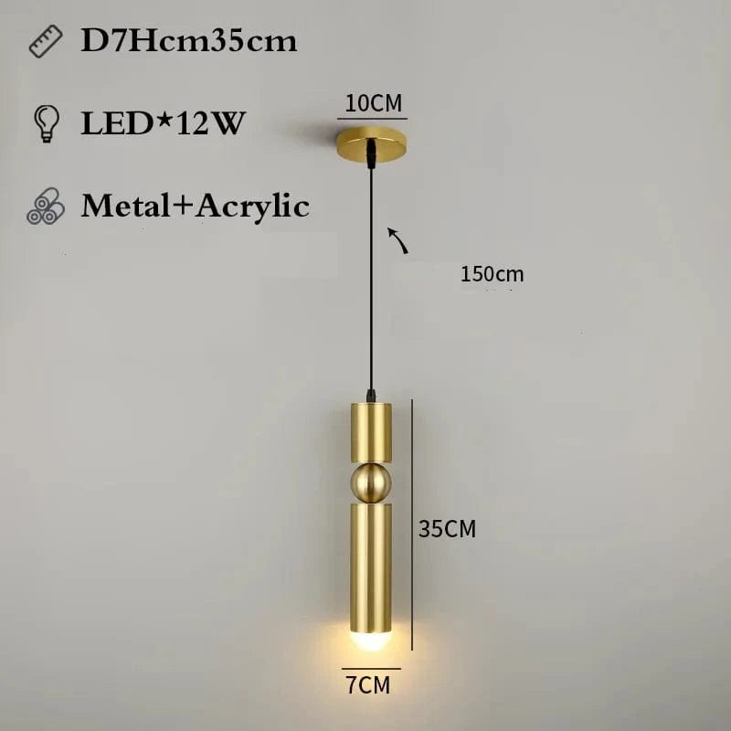 Suspension nordique moderne en métal avec lumière led intégrée | Marco Lucetti 1 or clair