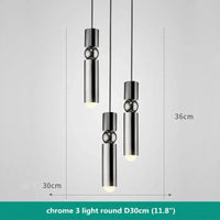 Suspension nordique moderne en métal avec lumière led intégrée | Marco Lucetti 3 lumières chromées