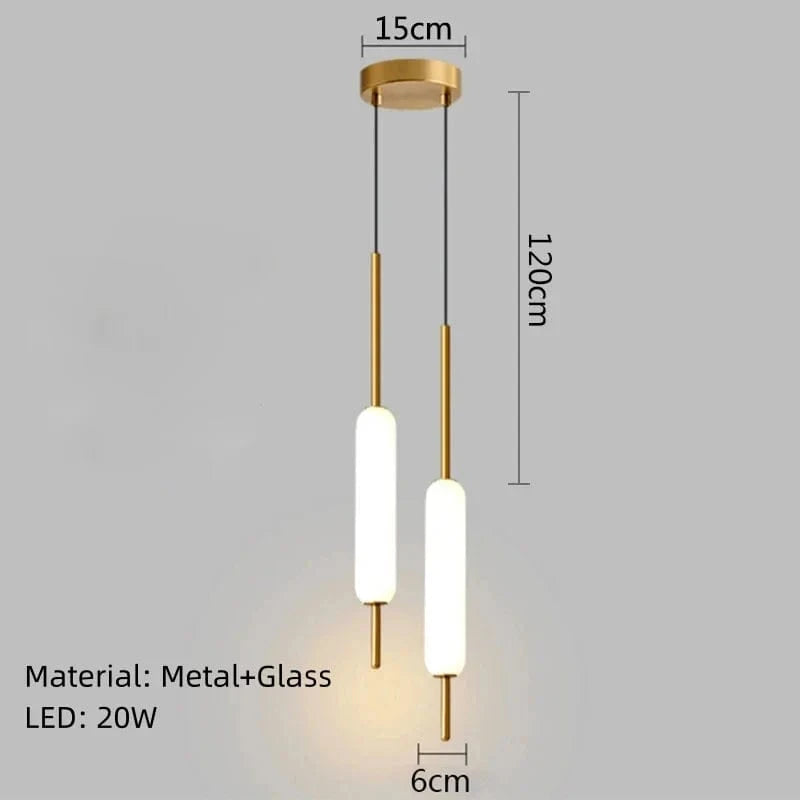 Suspension Nordique Moderne en Métal et Verre | Marco Lucetti 2 lumières-or / Lumière blanche