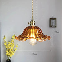 Suspension Nordique Moderne en Verre Fleur | Marco Lucetti Ambre 1