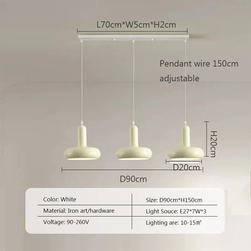 Suspension Nordique Rétro Bauhaus Blanc | Marco Lucetti 3WL / Sans ampoule