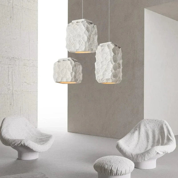Suspension Nordique Simple faite à la main en polystyrène E27 blanc pour cuisine, salon, café, salle à manger ou îlot | Marco Lucetti