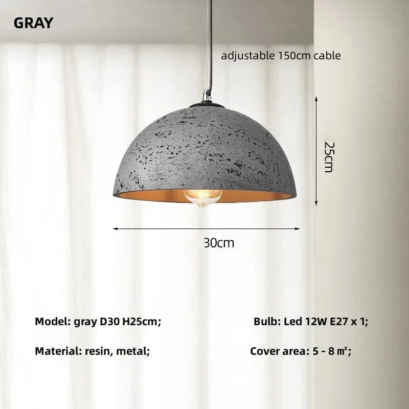 Suspension Nordique Style Épuré E27 Led pour Salle à Manger Rétro Loft Décoration Maison | Marco Lucetti Gris D30cm / Lumière neutre 4200K