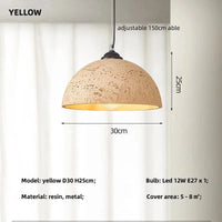 Suspension Nordique Style Épuré E27 Led pour Salle à Manger Rétro Loft Décoration Maison | Marco Lucetti Jaune D30cm / Lumière neutre 4200K