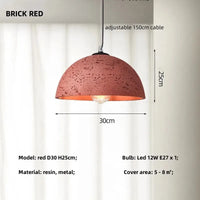 Suspension Nordique Style Épuré E27 Led pour Salle à Manger Rétro Loft Décoration Maison | Marco Lucetti Rouge brique D30cm / Lumière neutre 4200K