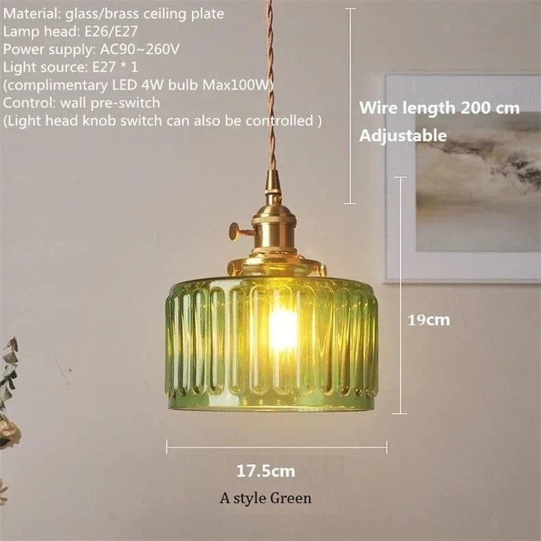 Suspension nordique vintage rustique en cuivre Wabi-Sabi Luminaire - Édition Limitée | Marco Lucetti A vert / 4WLED (Max100W) / CHINE