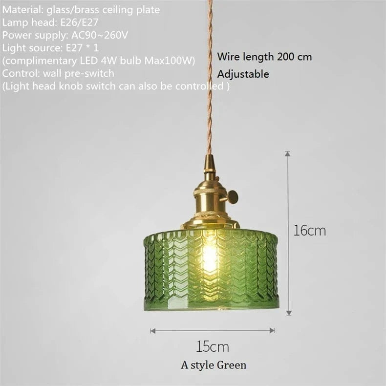 Suspension nordique vintage rustique en cuivre Wabi-Sabi Luminaire - Édition Limitée | Marco Lucetti B vert / 4WLED (Max100W) / CHINE