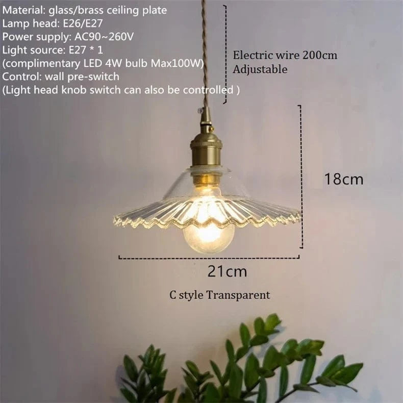 Suspension nordique vintage rustique en cuivre Wabi-Sabi Luminaire - Édition Limitée | Marco Lucetti C transparent / 4WLED (Max100W) / CHINE