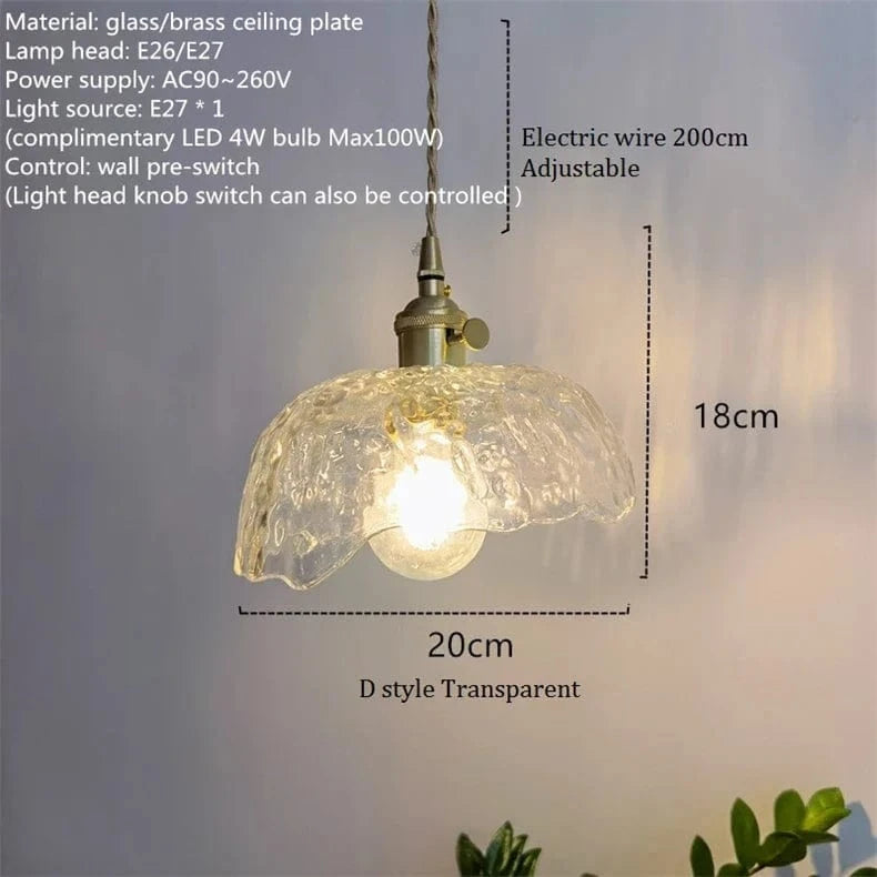 Suspension nordique vintage rustique en cuivre Wabi-Sabi Luminaire - Édition Limitée | Marco Lucetti D transparent / 4WLED (Max100W) / CHINE