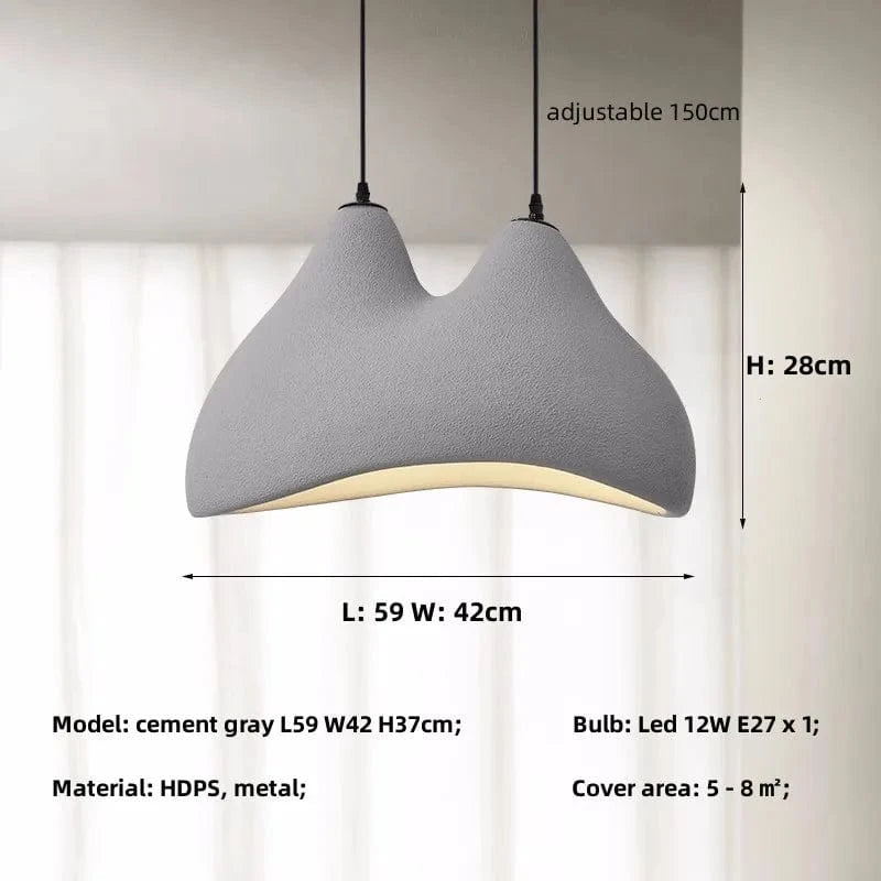 Suspension Nordique Wabi Sabi LED - Design Restaurant Style Crème Maison Décoration | Marco Lucetti Gris ciment / Lumière chaude 3000K