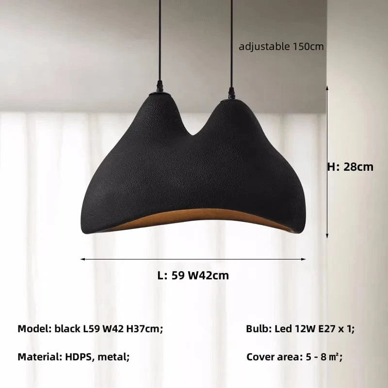 Suspension Nordique Wabi Sabi LED - Design Restaurant Style Crème Maison Décoration | Marco Lucetti Noir pur / Lumière chaude 3000K