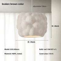 Suspension nordique Wabi Sabi Style crémeux E27 pour Restaurant Bar Lounge | Marco Lucetti Couleur marron freiné / Lumière chaude