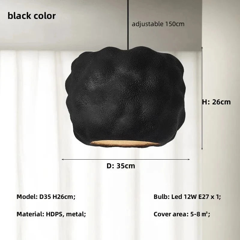Suspension nordique Wabi Sabi Style crémeux E27 pour Restaurant Bar Lounge | Marco Lucetti Couleur noir pur / Lumière chaude