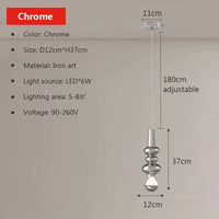 Suspension nordiques en fer chenille minimaliste - Collection Scandinave Luxe | Marco Lucetti 12 cm Chromé / Blanc froid