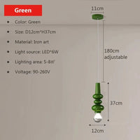 Suspension nordiques en fer chenille minimaliste - Collection Scandinave Luxe | Marco Lucetti 12 cm Vert / Blanc froid