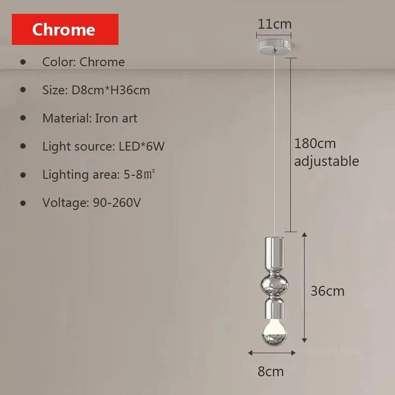 Suspension nordiques en fer chenille minimaliste - Collection Scandinave Luxe | Marco Lucetti 8 cm Chromé / Blanc froid