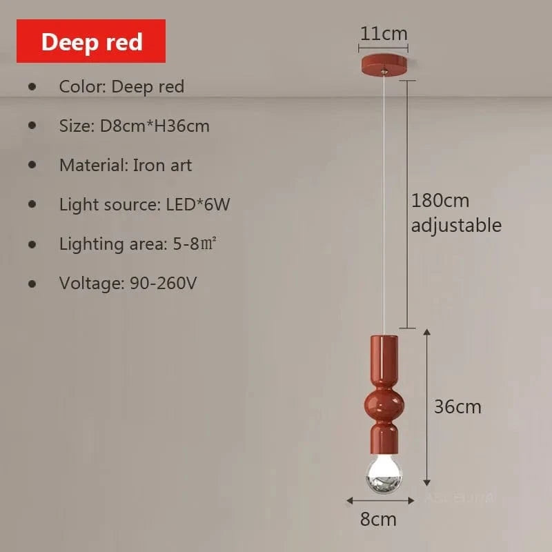 Suspension nordiques en fer chenille minimaliste - Collection Scandinave Luxe | Marco Lucetti 8 cm Rouge / Blanc froid