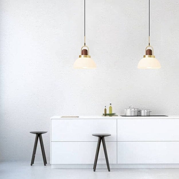 Suspension Ona : Élégance LED en verre et bois | Marco Lucetti