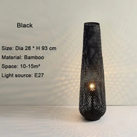 Suspension Osier Bambou Vintage | Marco Lucetti Couleur noire / Lumière chaude