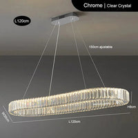 Suspension ovale en cristal de luxe - Collection Prestige | Marco Lucetti Chromé L120CM / Intensité variable avec Romote