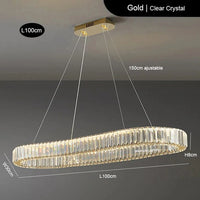 Suspension ovale en cristal de luxe - Collection Prestige | Marco Lucetti Or L100CM / Intensité variable avec Romote