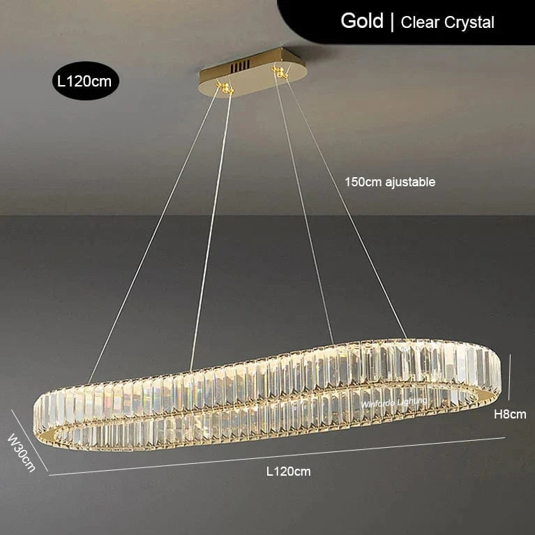 Suspension ovale en cristal de luxe - Collection Prestige | Marco Lucetti Or L120CM / Intensité variable avec Romote