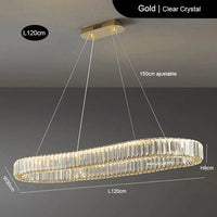 Suspension ovale en cristal de luxe - Collection Prestige | Marco Lucetti Or L120CM / Intensité variable avec Romote